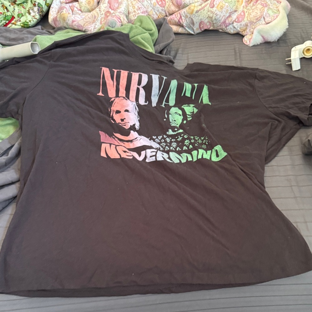 NIRVANA Black and Green Graphic Tee